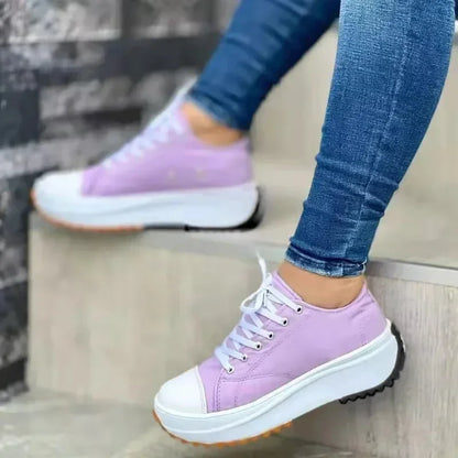 Women Pattern Canvas Sneakers Women Casual Shoes 2024 Women Sneakers Shoes Flat Lace-Up Zapatillas Mujer Chaussure Femme