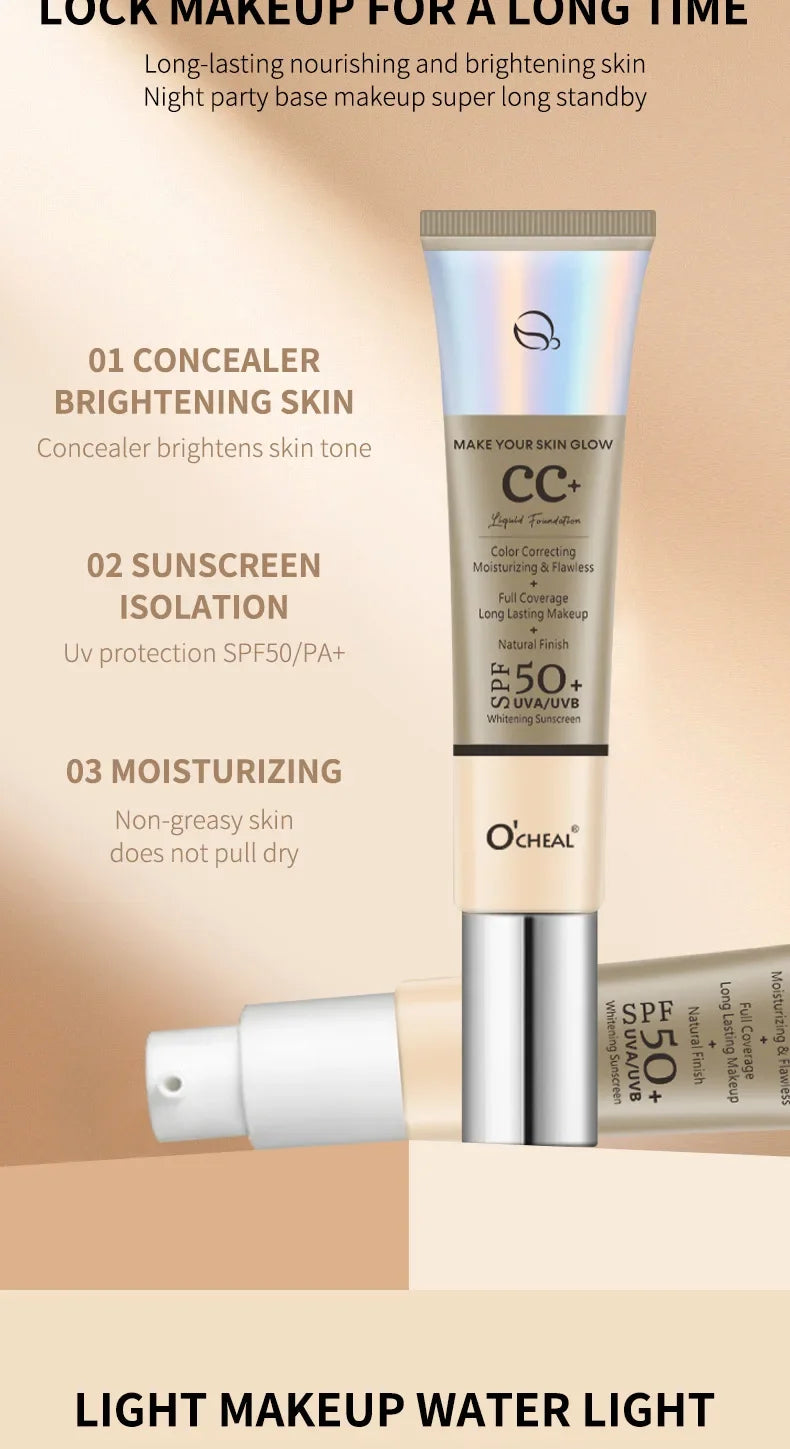 CC Cream Oil Control Even Skin Tone Nourish Brighten Skin Waterproof Concealer Cover Blemishes Make Up Foundation Cream Makeup