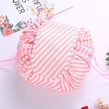 Women Drawstring Cosmetic Bag Travel Storage Makeup Bag Organizer Foldable Make Up Pouch Portable Waterproof Toiletry Case