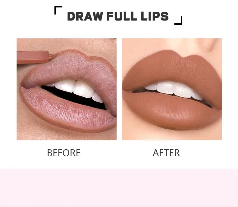 Pudaier 12 Colors Matte Lip Liner Pen Make up Waterproof Velvet Nude Lipstick Pencil Red Brown Lipliner Contour Tint Lips Makeup