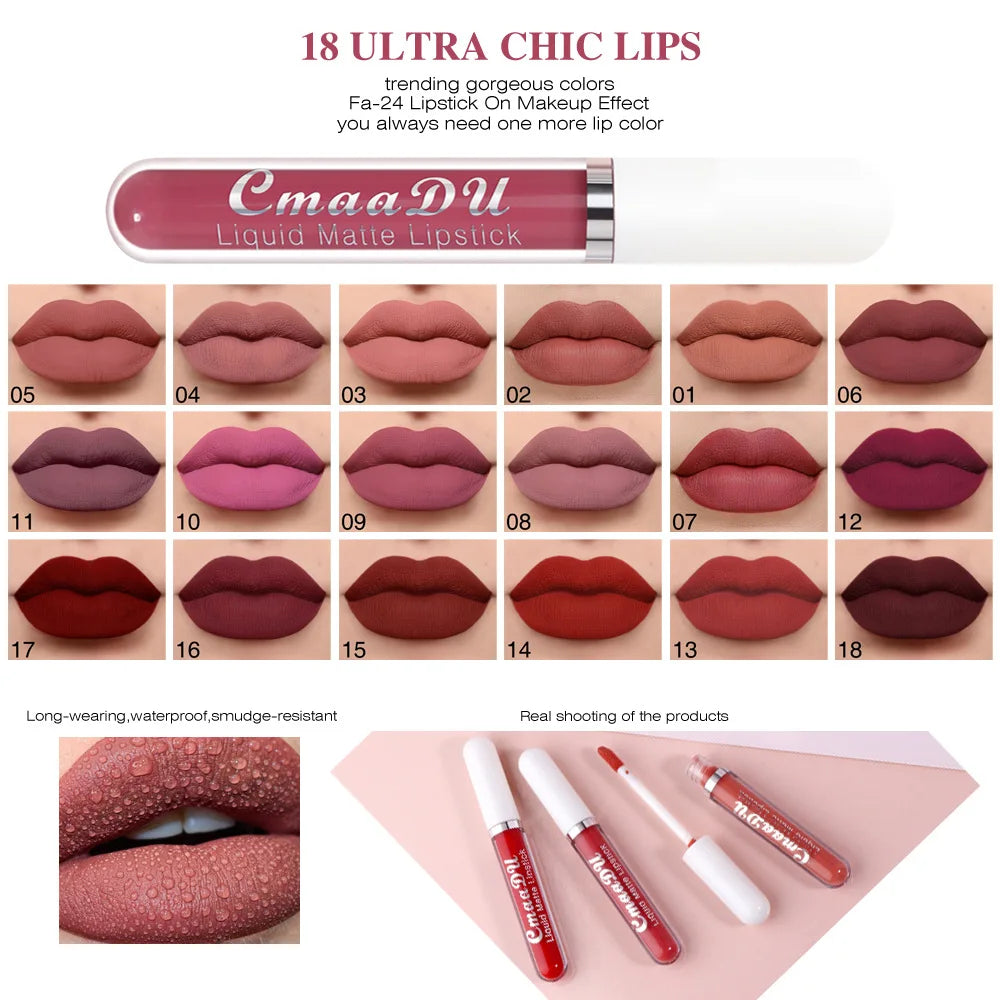 6 PCS Liquid Lip Gloss Set Make-up Non-stick Cup Lip Makeup Waterproof Long lasting Beauty Cosmetics Korean lipsticks