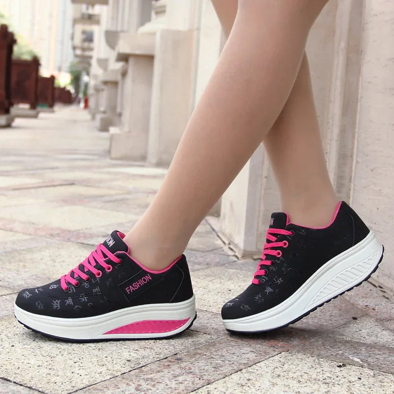 Shoes for Women Autumn Fashion Platform Sneakers Women Plus Size Lacing Casual Sport Shoes Wedge Loafers Zapatos De Mujer