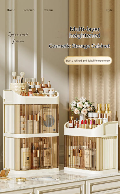 Dust-proof Makeup Organizer Luxury Lipstick Storage Double Door Make Up Multi-storey Transparent Cosmetic Bathroom Organization