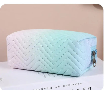 1 Pcs Gradient Color Makeup Bag for Women Zipper Pu Leather Cosmetic Bag Pouch Travel Large Female Make Up Pouch Necessaries