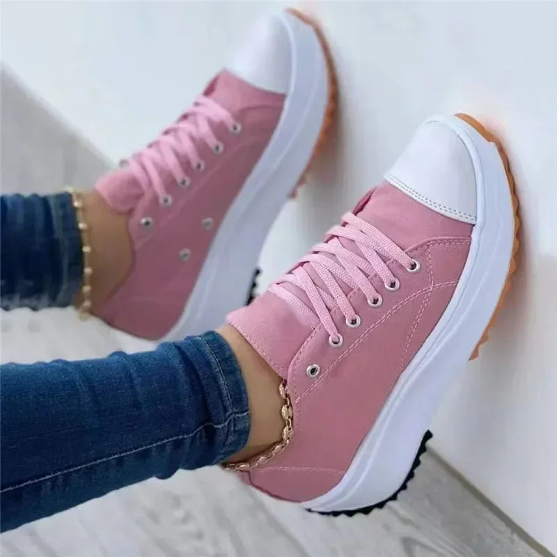 Women Pattern Canvas Sneakers Women Casual Shoes 2024 Women Sneakers Shoes Flat Lace-Up Zapatillas Mujer Chaussure Femme