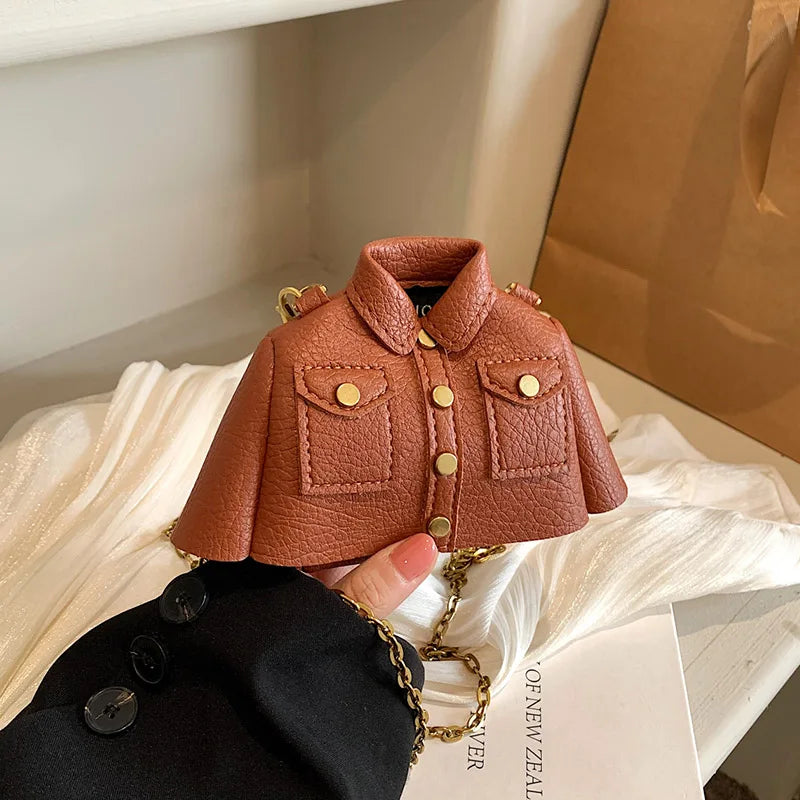 Jacket Design Women Sling Bag Purse Lipstick Pouch Motorcycle Style Clothing Shoulder Bag Lady Trend Super Mini Crossbody Bag