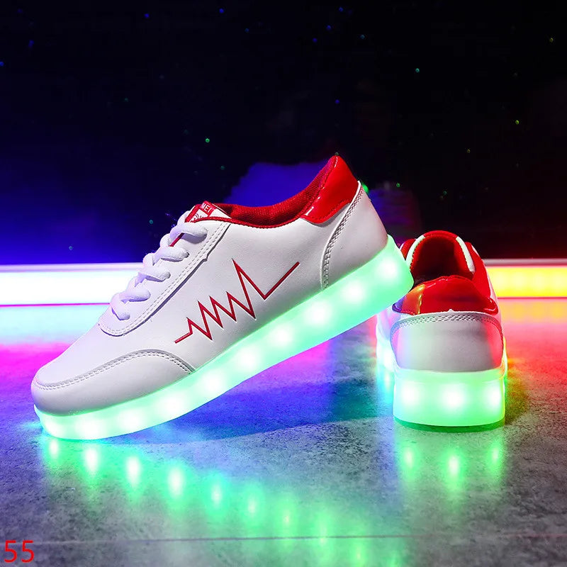 Maogu 2023 Adult Unisex Womens Mens Kid Luminous Sneakers Glowing USB Charge Boys LED Colorful Light-up Shoes Girls Footwear