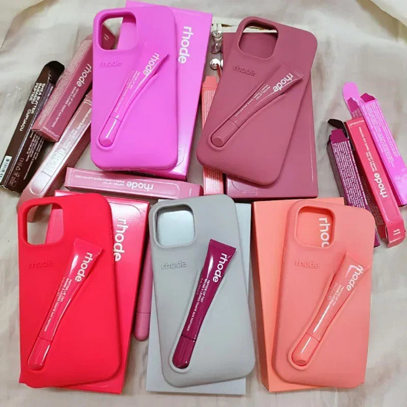 Watch Original 1:1 2024 Gift Lipstick Rh Phone Case for Girl for IPhone 13 14 15 Pro Max Portable Make-up Holder Soft Cover