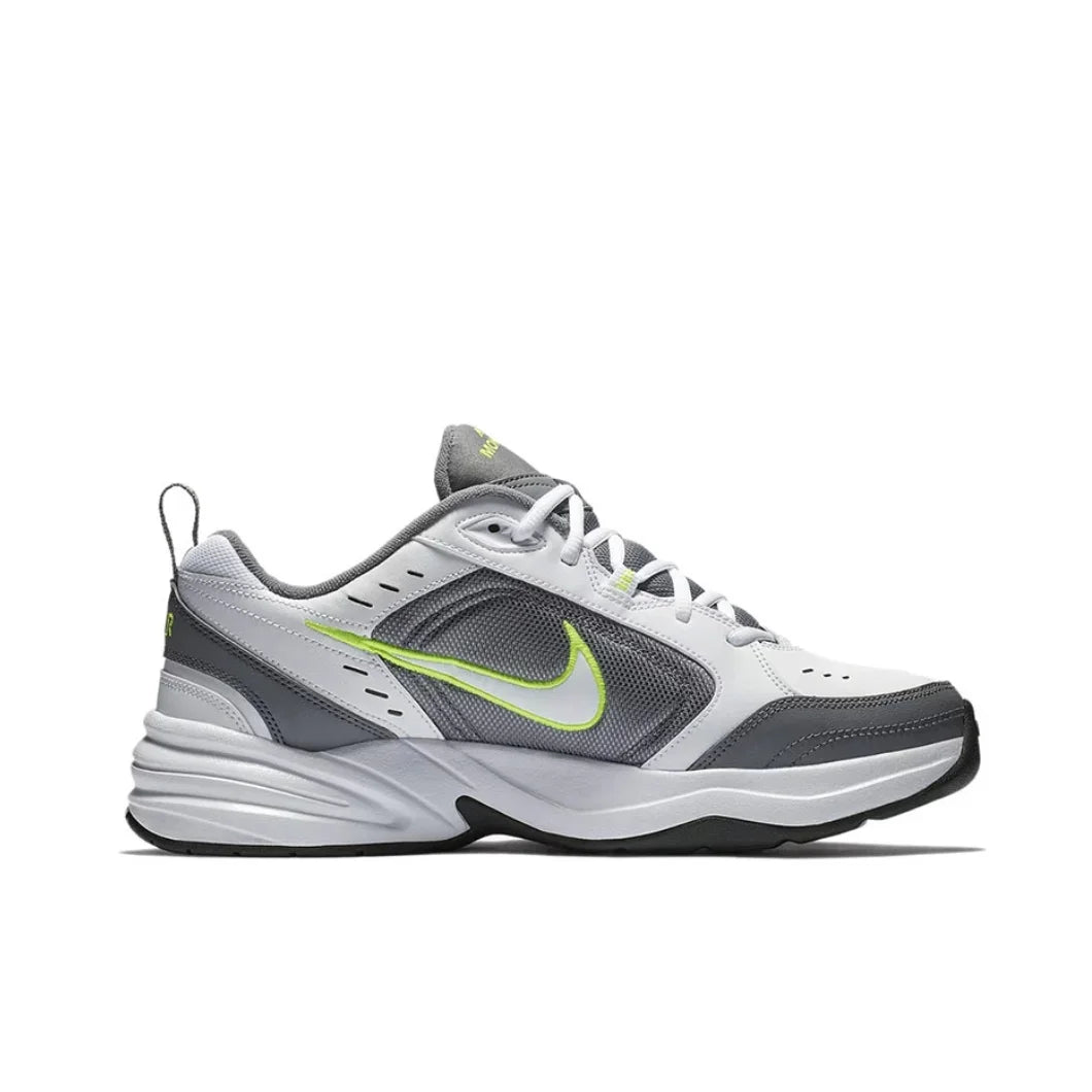 Nike Air Monarch 4 Low Men's and Women's Sneakers Classic Retro Casual clunky shoes Cushioned comfort Sneakers White&Silver