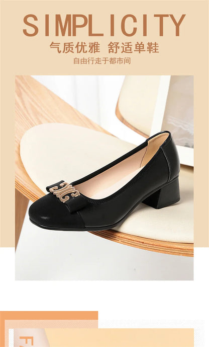 French Style 2024 New Soft Leather Soft Sole Shallow Mouth Sleeves Single Shoes Summer All-match Low Heel Women's Shoes