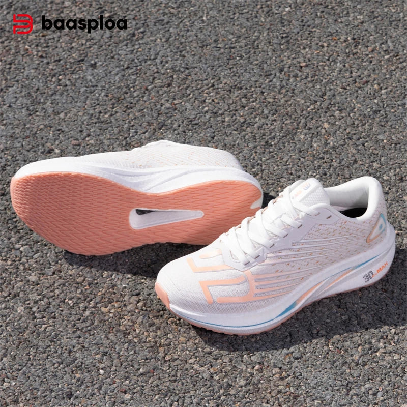 Baasploa Women Professional Running Shoes Outdoor Carbon Plate Non Slip Sports Shoes Female Casual Breathable Jogging Sneakers