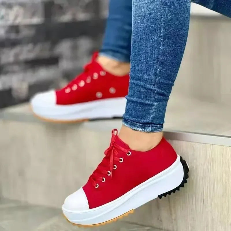 Women Pattern Canvas Sneakers Women Casual Shoes 2024 Women Sneakers Shoes Flat Lace-Up Zapatillas Mujer Chaussure Femme