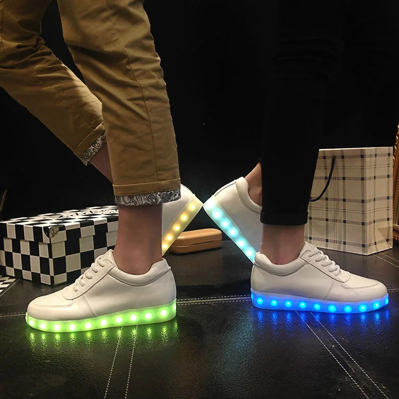 Maogu 2023 Adult Unisex Womens Mens Kid Luminous Sneakers Glowing USB Charge Boys LED Colorful Light-up Shoes Girls Footwear