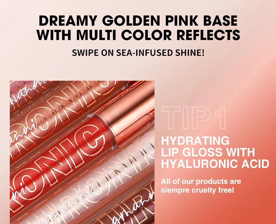 Hyaluronic Acid Lip Glaze Glitter Lip 8 Colors Moisturizing Non-stick Cup Cosmetics Natural Nude Long Lasting Make up Lipstick