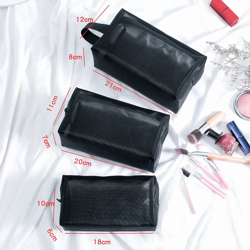 1 Pc Portable Mesh Transparent Cosmetic Bag Women Travel Zipper Make Up Organizer Wash Toiletry Beauty Storage Bag Pouch