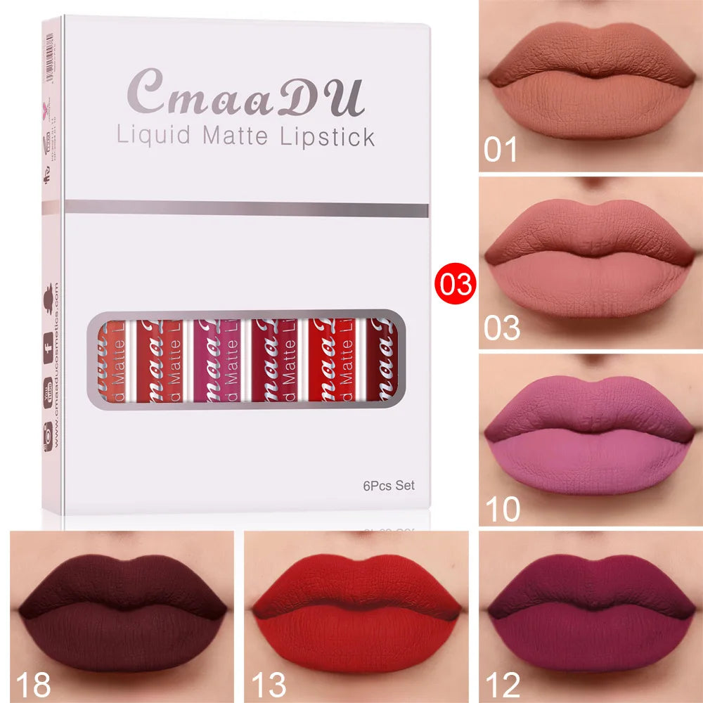 6 PCS Liquid Lip Gloss Set Make-up Non-stick Cup Lip Makeup Waterproof Long lasting Beauty Cosmetics Korean lipsticks