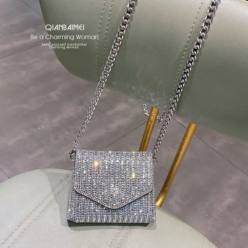 Japan and South Korea New Good-looking Flash Diamond Lipstick Bag Versatile Teenage Fashion Shoulder Crossbody Women's Bag