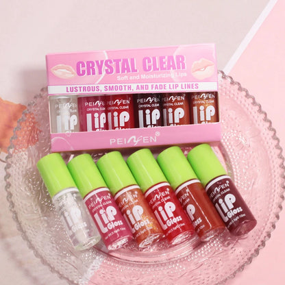 6pcs Set Transparent Lip Oil Moisturizing Lip Gloss Hydrating Lip Glaze Lip Plumper Hydrating Make Up Liquid Lipstick Lips