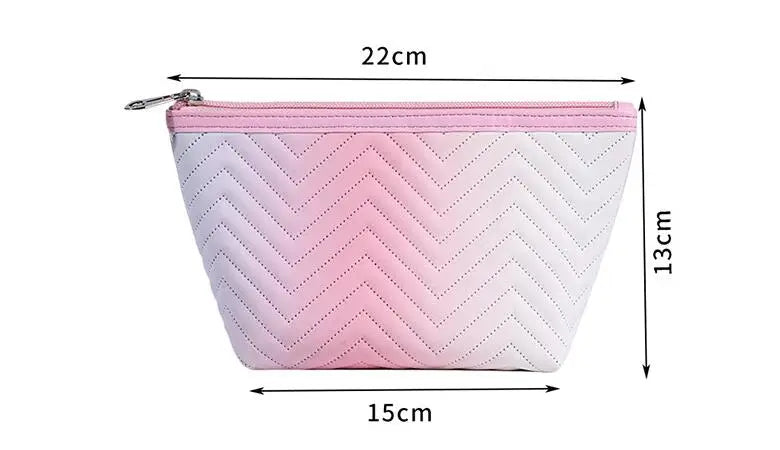 1 Pcs Gradient Color Makeup Bag for Women Zipper Pu Leather Cosmetic Bag Pouch Travel Large Female Make Up Pouch Necessaries