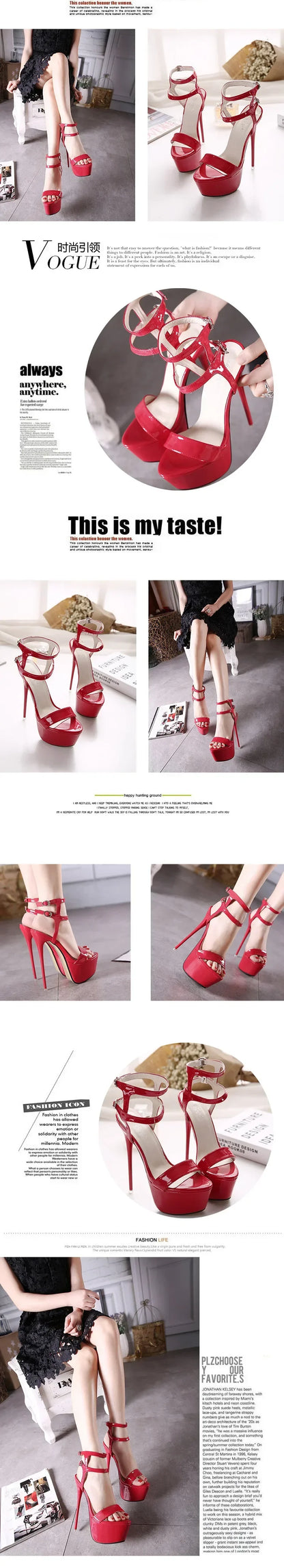 Summer 16cm High Heels Sandals Women Sexy Peep Toe Platform Ankle Buckle Strap Super-high Heel Shoe Party Pumps Gladiator Sandal