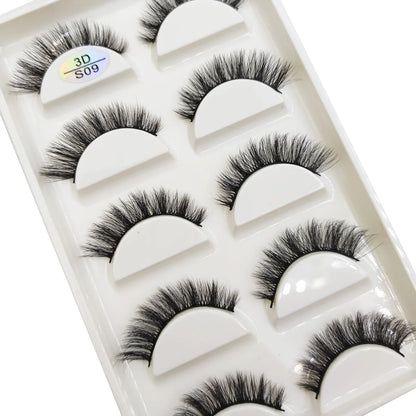 Natural 3D Mink False Eyelashes, Soft Wispy, Fluffy Eye Faux Lashes, Make Up Eyelash, Beauty Cat Cilios, 5 Pairs, 15 Styles