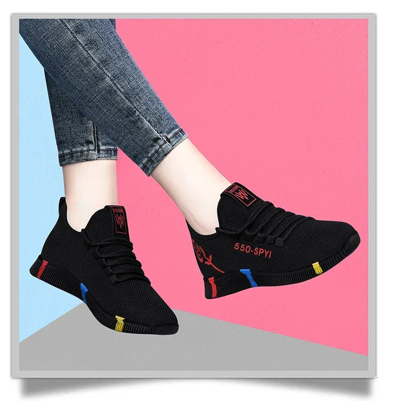 Tenis Feminino 2024 Women Vulcanized Shoes Air Mesh Light Soft Sneakers Female Flats Platform Lace Up Casual Shoes Basket Femme