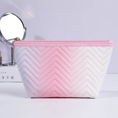 1 Pcs Gradient Color Makeup Bag for Women Zipper Pu Leather Cosmetic Bag Pouch Travel Large Female Make Up Pouch Necessaries