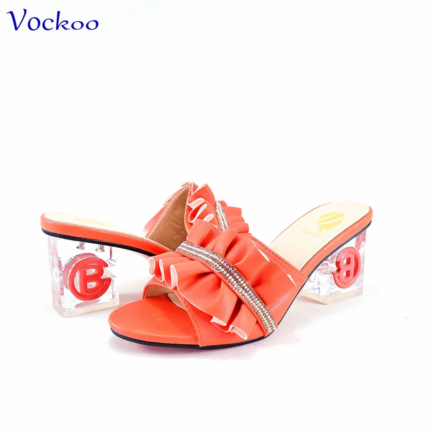 2024 Square Heels New Design Peep Toe Italian Wedding Shoes and Bag Set in Red Color Fashion African Slipper For Party