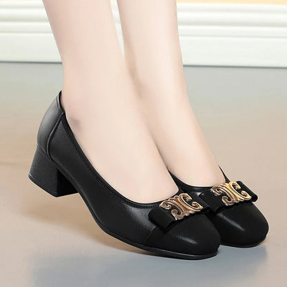 French Style 2024 New Soft Leather Soft Sole Shallow Mouth Sleeves Single Shoes Summer All-match Low Heel Women's Shoes