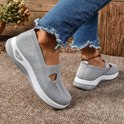 Soft Sole Knitted Sneakers For Women Breathable Comfort Casual Sports Shoes Woman Lightweight Hollow Out Mesh Flats Summer Shoes