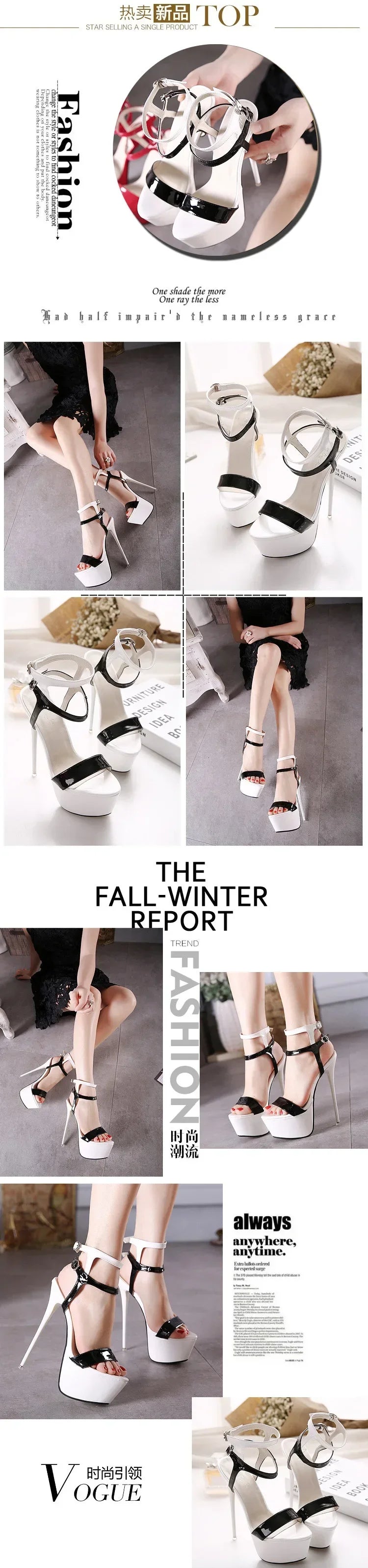 Summer 16cm High Heels Sandals Women Sexy Peep Toe Platform Ankle Buckle Strap Super-high Heel Shoe Party Pumps Gladiator Sandal