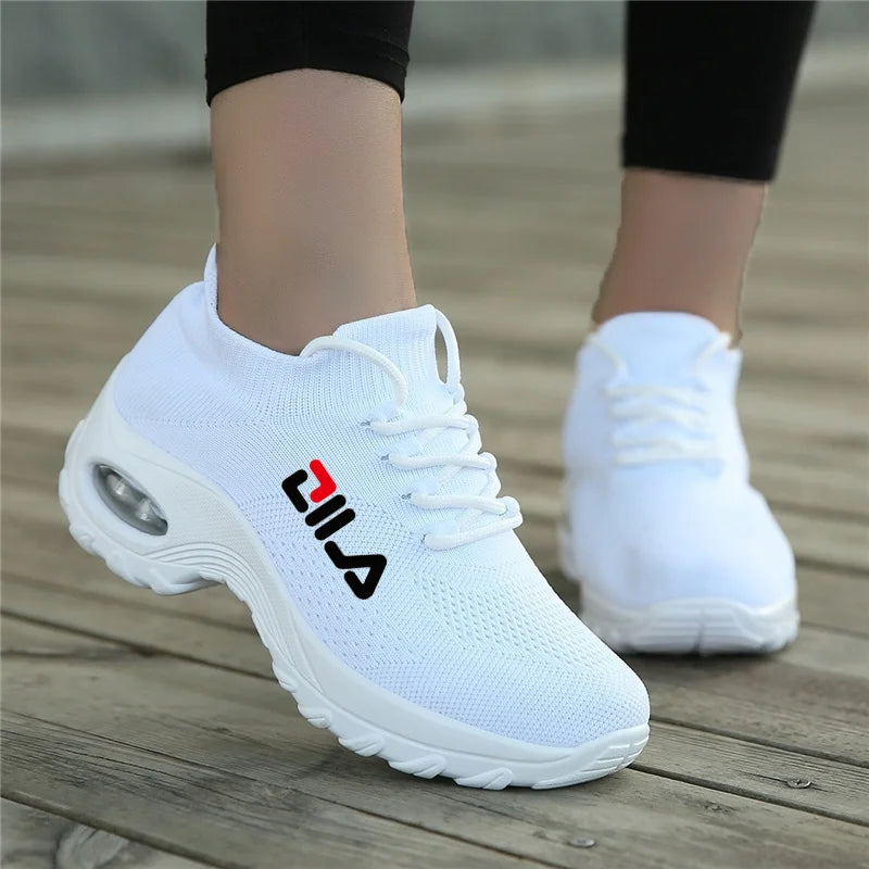 Women Tennis Shoes Breathable Mesh Height-increasing Slip-on Female Sock Footwear Outdoor Women Sneakers Thick Bottom Platforms