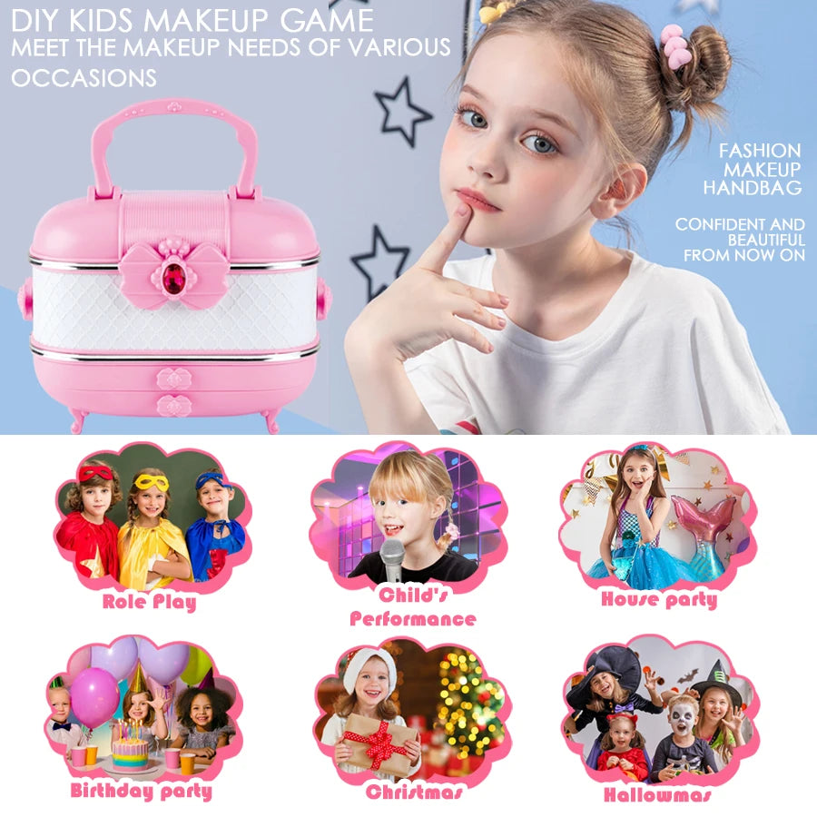 Kids Washable Makeup Girl Toys - Kids Makeup Kit for Girl, Real Make Up Set, Little Girls Makeup Kit for Toddler Kid Children Pr