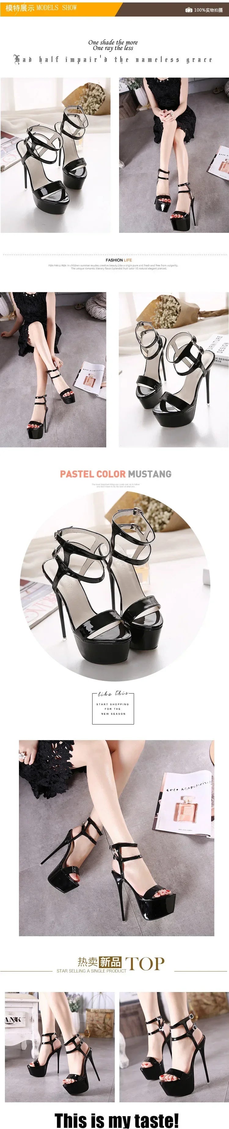 Summer 16cm High Heels Sandals Women Sexy Peep Toe Platform Ankle Buckle Strap Super-high Heel Shoe Party Pumps Gladiator Sandal