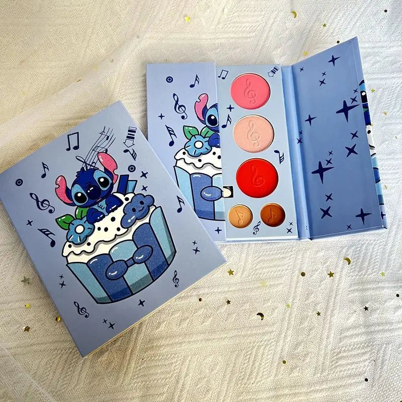 Stitch Eye Shadow Tray Lilo & Stitch Cartoon Bead Matte Highlight Blusher Fine Flash Integration Eye Shadow Girl'S Make Up Gift