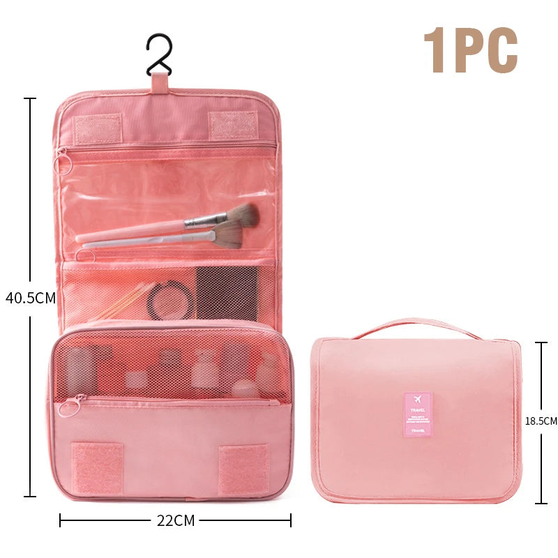 High Capacity Toiletries Storage Pouch Travel Make Up Organizer Waterproof Beauty Bags Nylon Hook Cosmetic Bag Women Makeup Bag