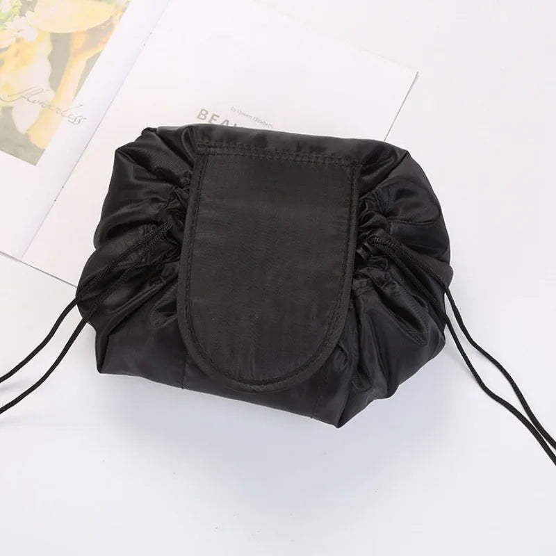 Women Drawstring Cosmetic Bag Travel Storage Makeup Bag Organizer Foldable Make Up Pouch Portable Waterproof Toiletry Case