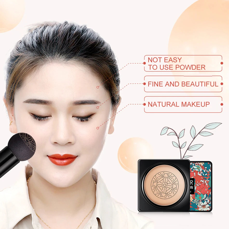 Air Cushion CC Cream Mushroom Head Foundation Moisturizing Long Lasting Face Comestics Natural Brighten Face Base Tone Make Up