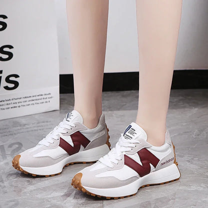 Women's Sneakers New Women's Vulcanized Shoes Fall Fashion Casual Breathable Lace-Up Sneakers Zapatos De Mujer