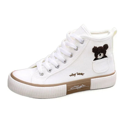 Cute Women's Canvas Shoes Women Shoes Pocket Bear Ladies Sneakers Versatile Female Vulcanized Shoes High Toc Zapatos Para Mujere