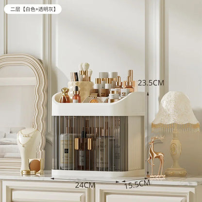 Dust-proof Makeup Organizer Luxury Lipstick Storage Double Door Make Up Multi-storey Transparent Cosmetic Bathroom Organization