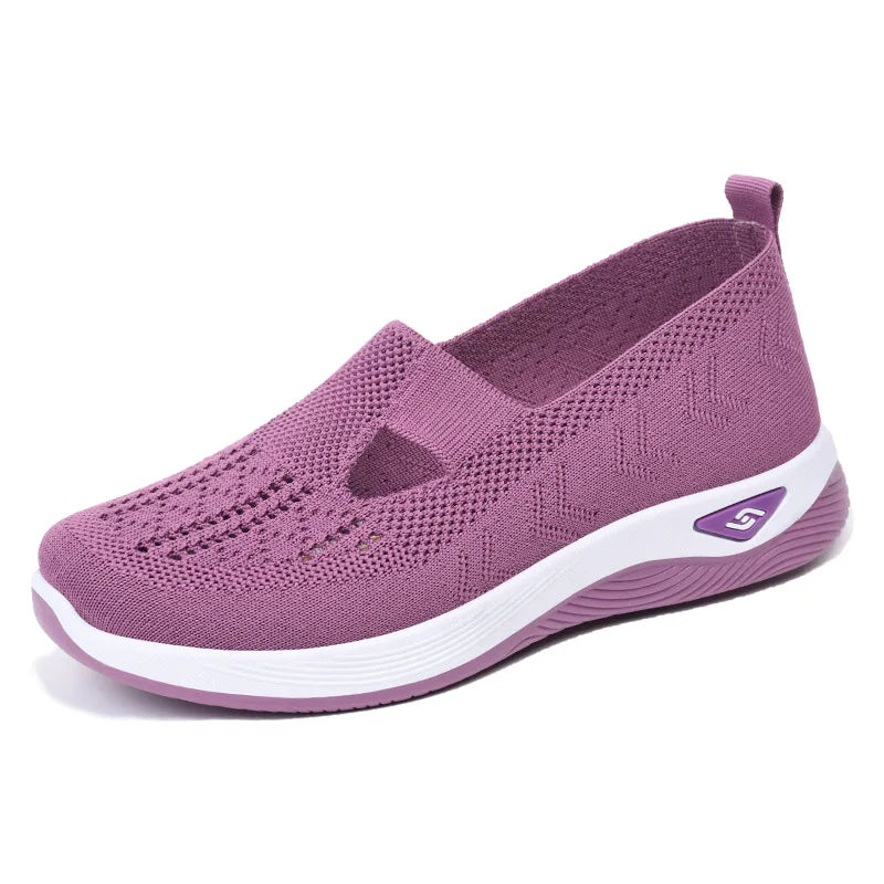 Soft Sole Knitted Sneakers For Women Breathable Comfort Casual Sports Shoes Woman Lightweight Hollow Out Mesh Flats Summer Shoes