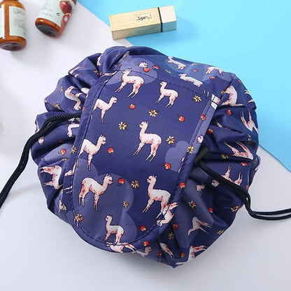 Women Drawstring Cosmetic Bag Travel Storage Makeup Bag Organizer Foldable Make Up Pouch Portable Waterproof Toiletry Case