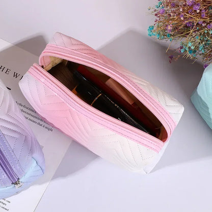 1 Pcs Gradient Color Makeup Bag for Women Zipper Pu Leather Cosmetic Bag Pouch Travel Large Female Make Up Pouch Necessaries