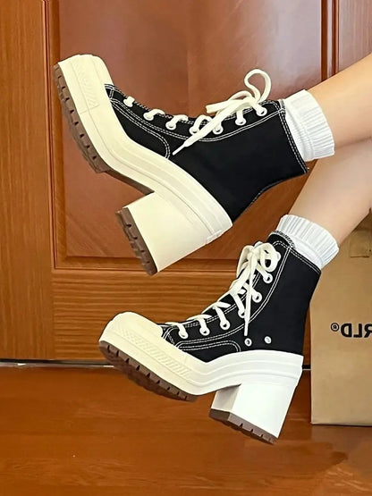 2024 Canvas Sneakers Women Platform Shoes Woman Shoes Fashion Casual Ladies Chunky Sneakers Woman Designer Shoes Zapatos Mujer