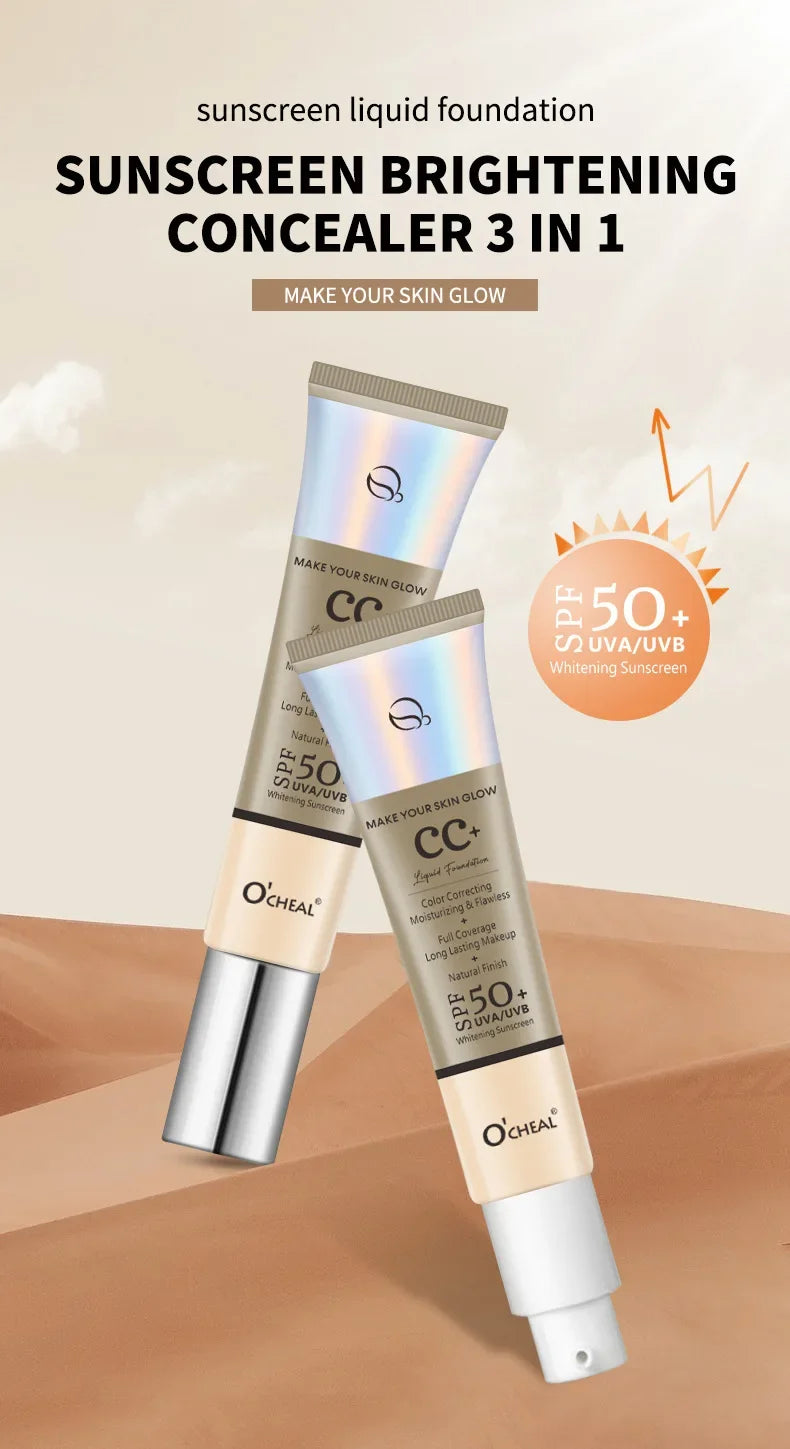 CC Cream Oil Control Even Skin Tone Nourish Brighten Skin Waterproof Concealer Cover Blemishes Make Up Foundation Cream Makeup