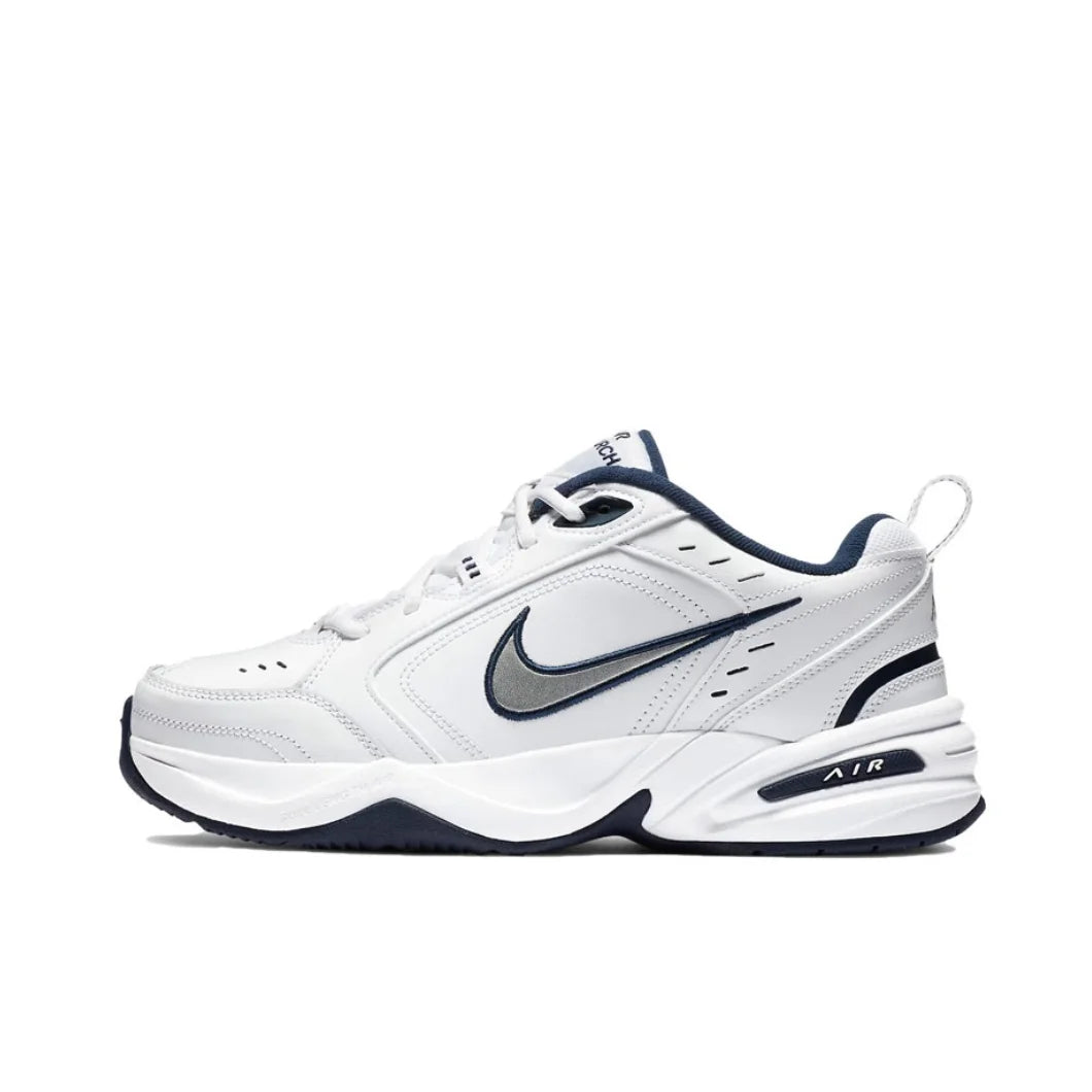 Nike Air Monarch 4 Low Men's and Women's Sneakers Classic Retro Casual clunky shoes Cushioned comfort Sneakers White&Silver