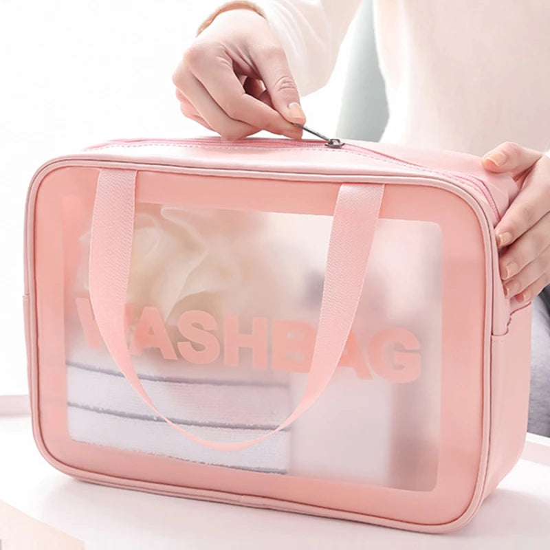 Waterproof PVC Cosmetic Bag Large Capacity Toiletry Organizer Women Beauty Case Transparent Zipper Make Up Case Female Wash Kit