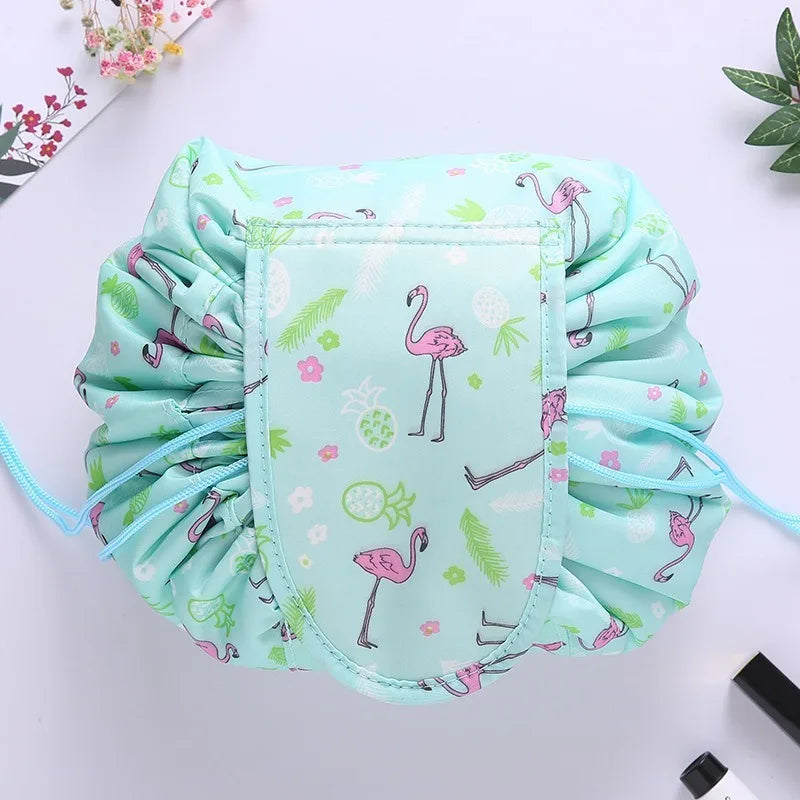 Women Drawstring Cosmetic Bag Travel Storage Makeup Bag Organizer Foldable Make Up Pouch Portable Waterproof Toiletry Case