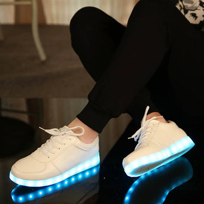 Maogu 2023 Adult Unisex Womens Mens Kid Luminous Sneakers Glowing USB Charge Boys LED Colorful Light-up Shoes Girls Footwear